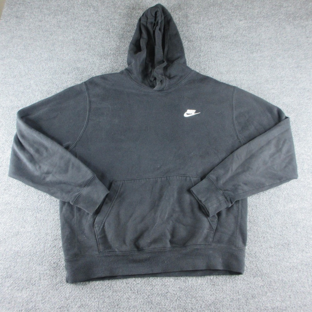Nike Hoodie‎ Mens M Black Fleece Pullover Kangaroo Pocket Swoosh Sweatshirt
